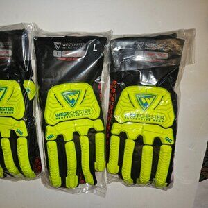 3 Pairs NEW West Chester Rig Cat 5® High-Viz Safety Gloves Size L